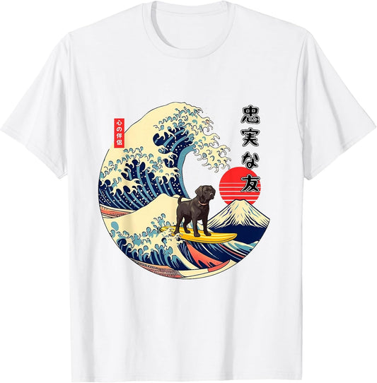 Black Labrador Japanese Kanagawa Wave Surf Loyal Dog