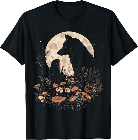 Dark Cottagecore Mushroom Girl and Wolf Women's