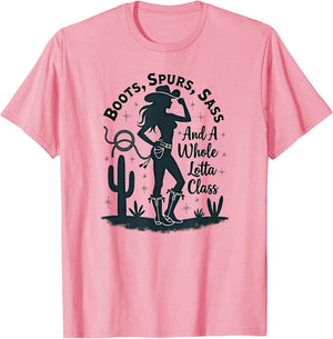 Cowgirl Boots Spurs Sass Class Western Graphic