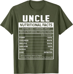 Uncle Nutritional Facts Funny Uncle Niece Nephew Love