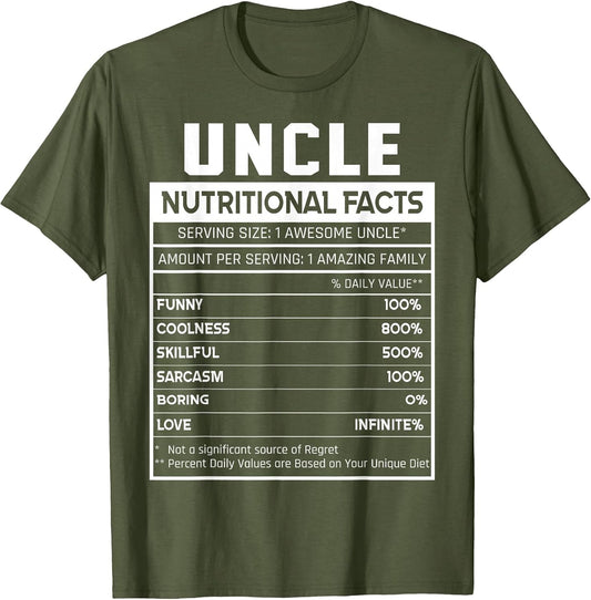 Uncle Nutritional Facts Funny Uncle Niece Nephew Love