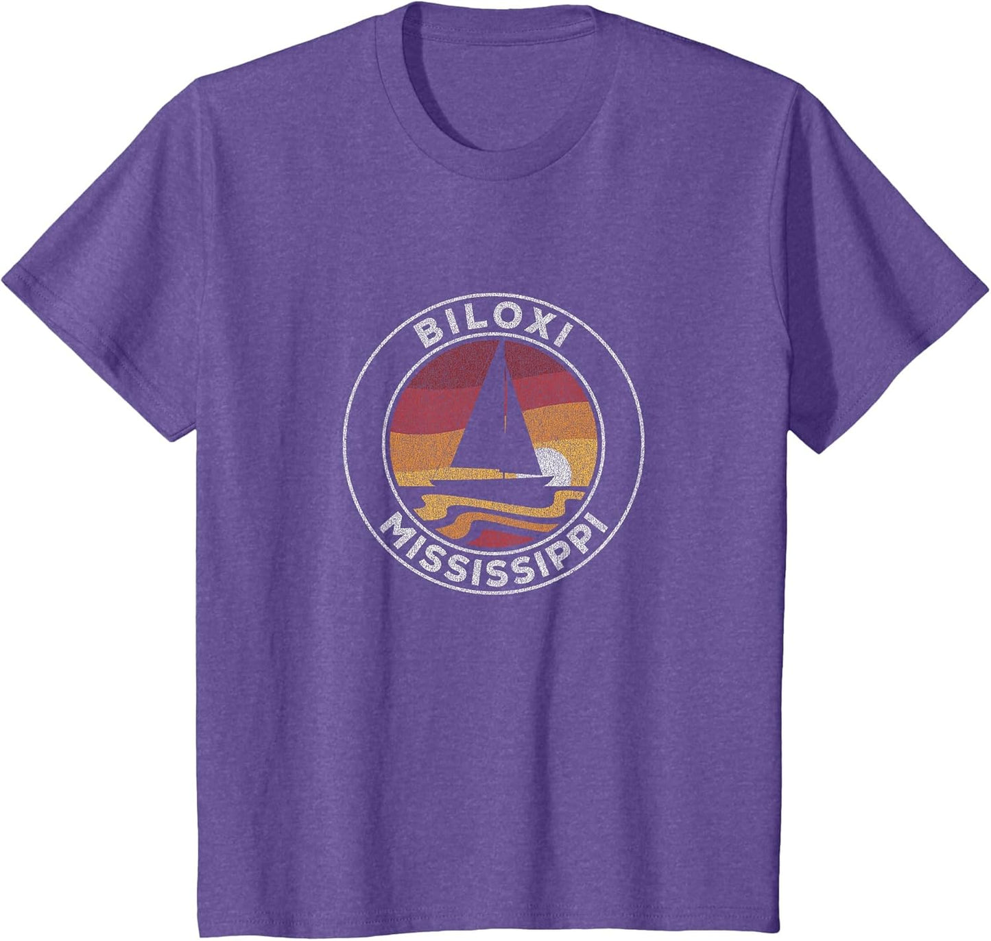 Biloxi Mississippi Vintage Sailboat 70s Retro Sunset