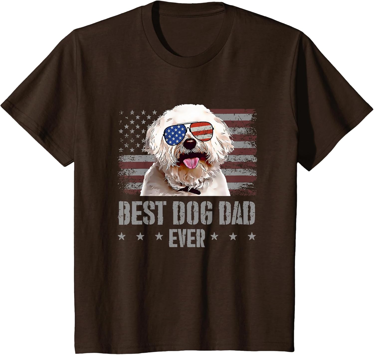 Bichons Frise Best Dog Dad Ever Retro USA American Flag