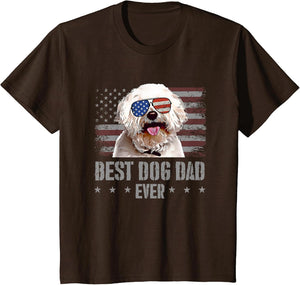 Bichons Frise Best Dog Dad Ever Retro USA American Flag