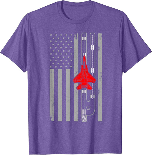 F-15 Eagle Fighter Jet Plane American Flag F15