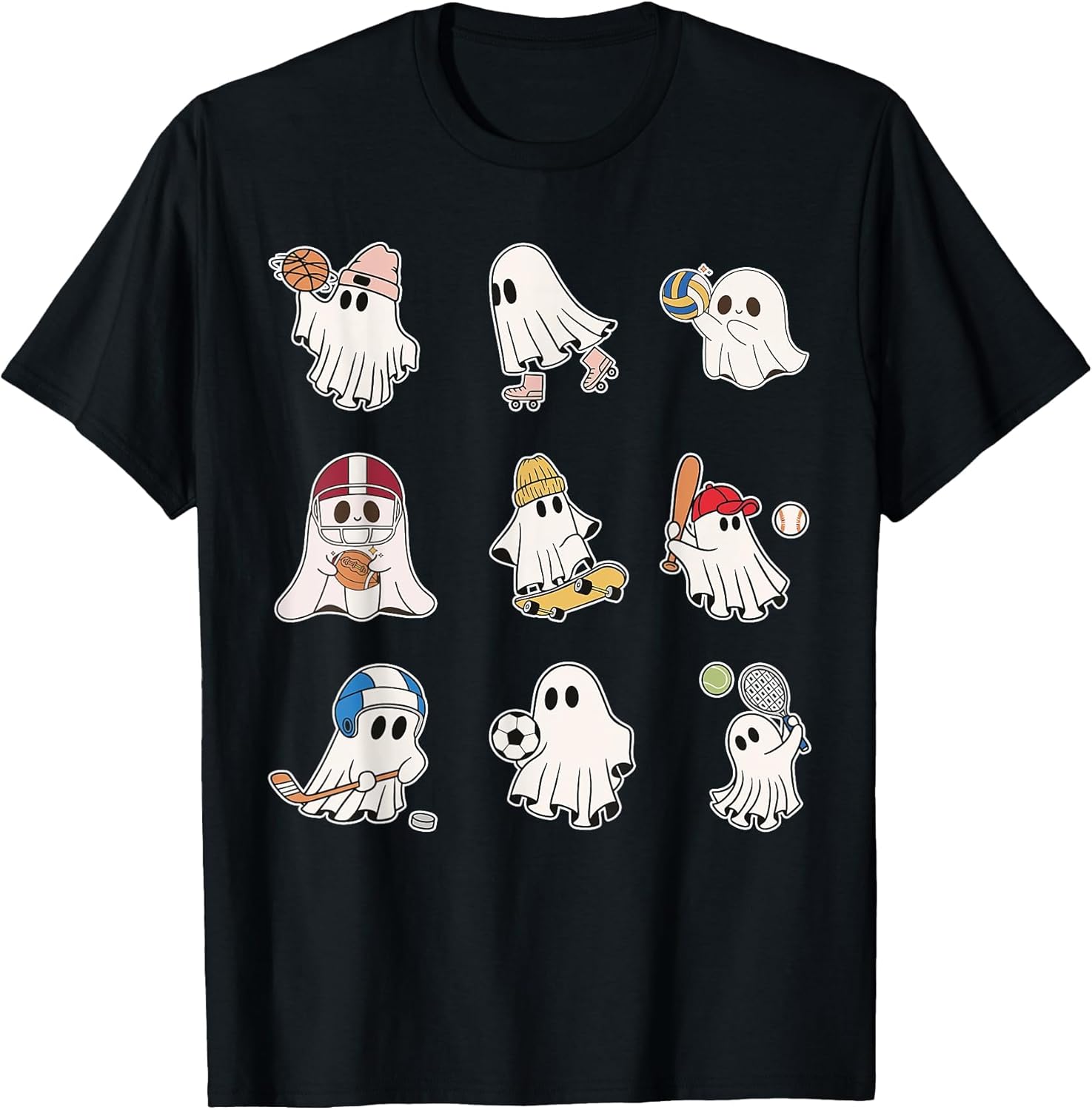 Sports Ghost Halloween Ghost Basketball Baseball Volleyball
