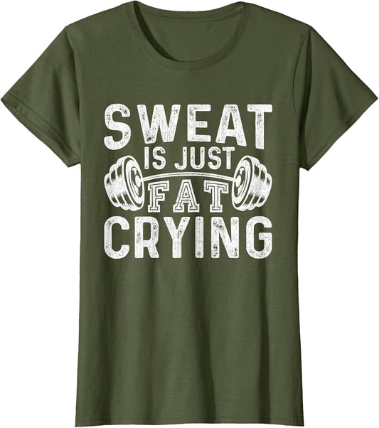 Funny Gym Workout Body Builder Sweat is Just Fat Crying