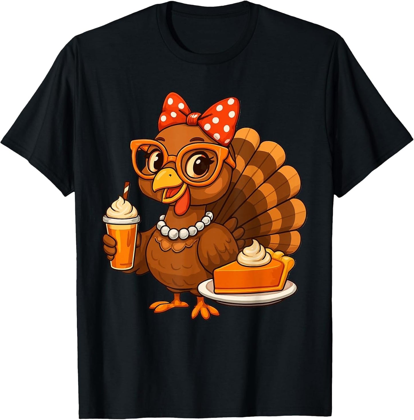 Turkey Drinking Coffee Bow Thanksgiving Turkey Day