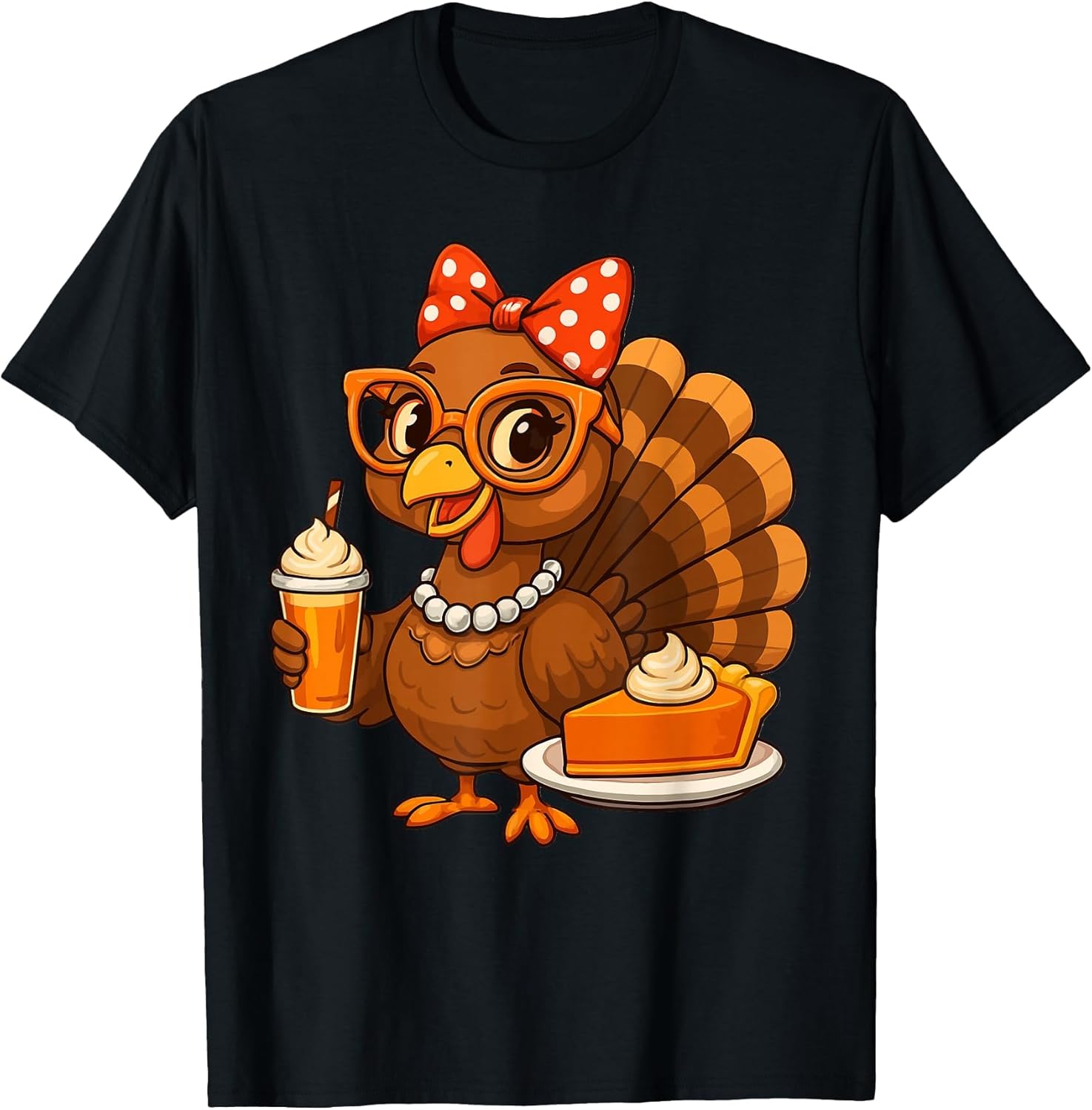 Turkey Drinking Coffee Bow Thanksgiving Turkey Day