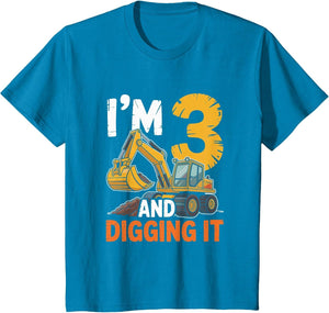 I'm 3 and Digging It Excavator 3th Birthday Bulldozer 3 Year