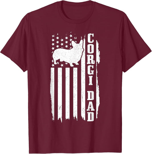 Corgi Dad Vintage American Flag Patriotic Corgi Dog
