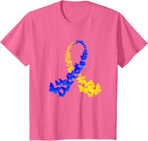 T21 Butterfly World Down Syndrome Day Shirt Women Kids