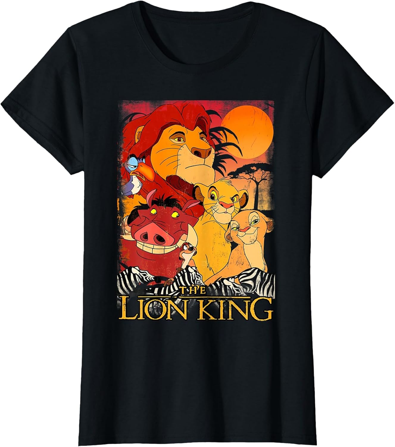 Disney Lion King Happy Group Shot Sunset Vintage Poster