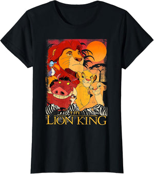 Disney Lion King Happy Group Shot Sunset Vintage Poster