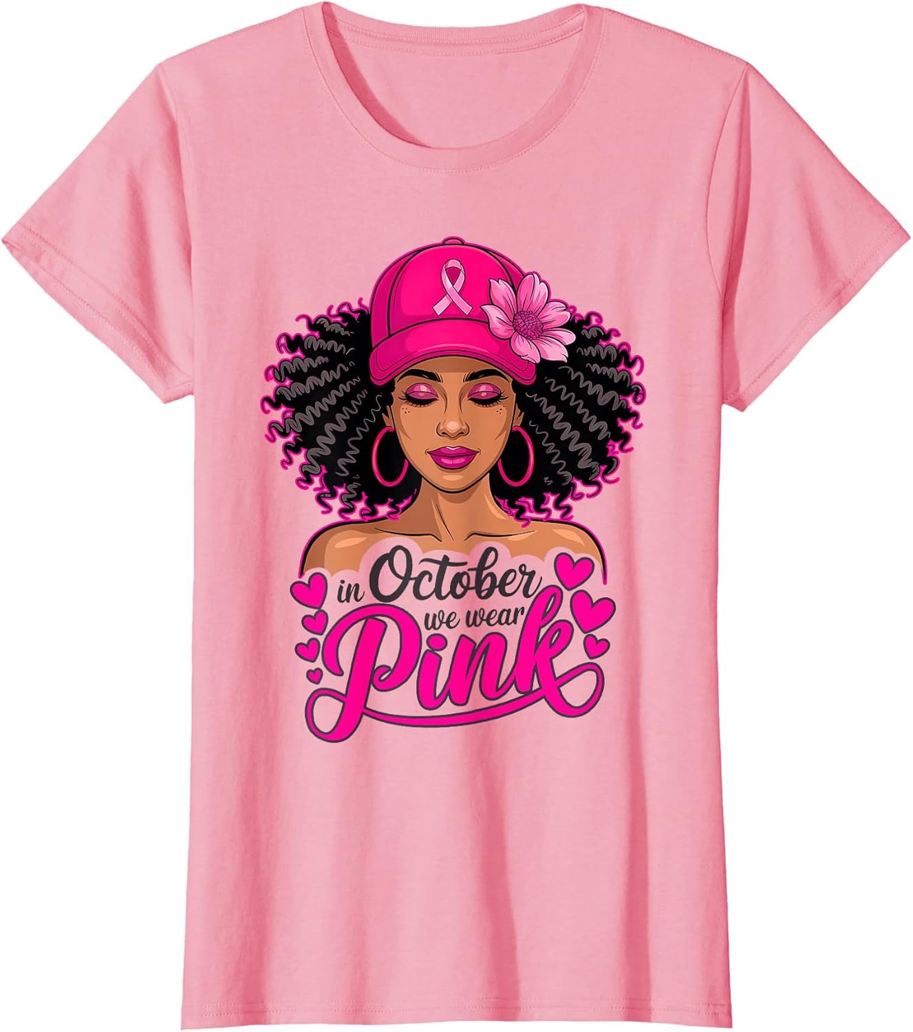 in October We Wear Pink Black Woman Magic