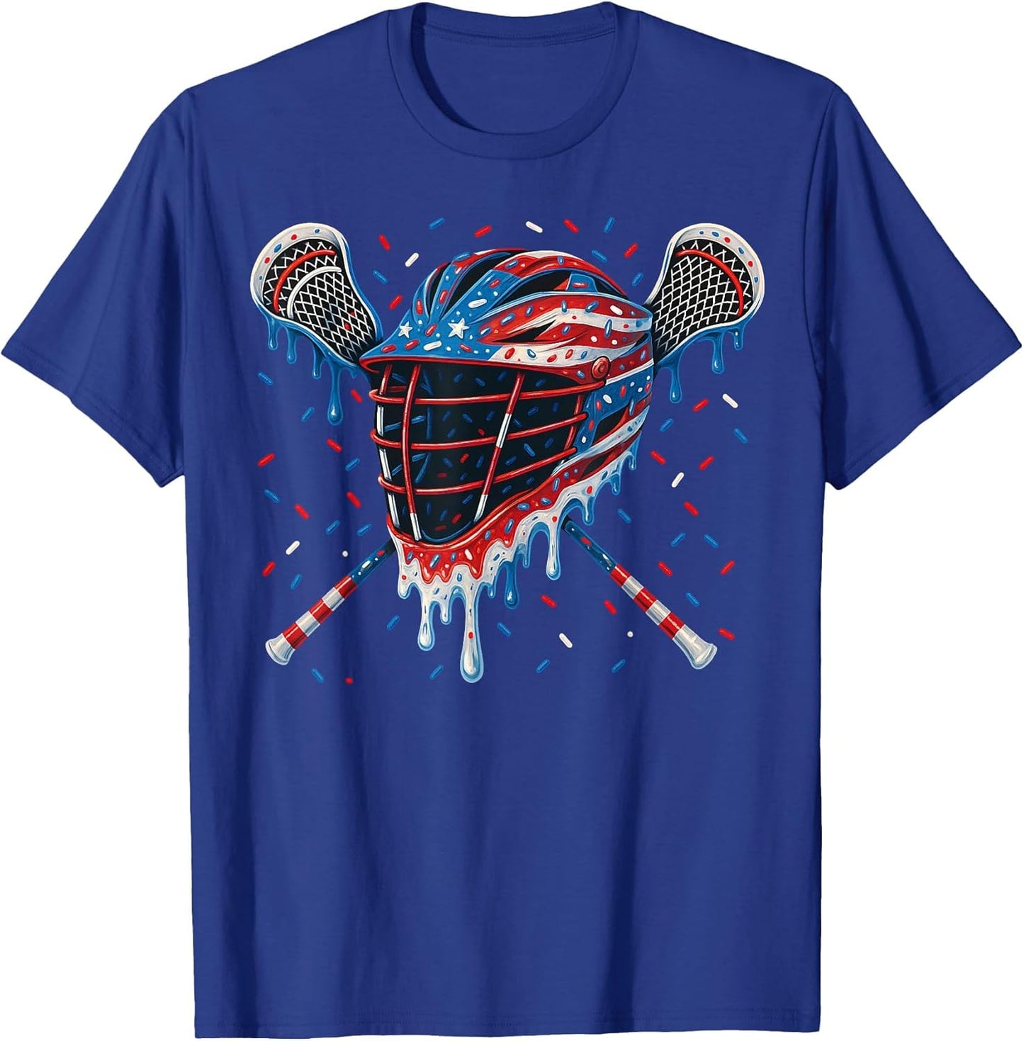 Patriotic American Flag Lacrosse Ice Cream Drip Lax Boys