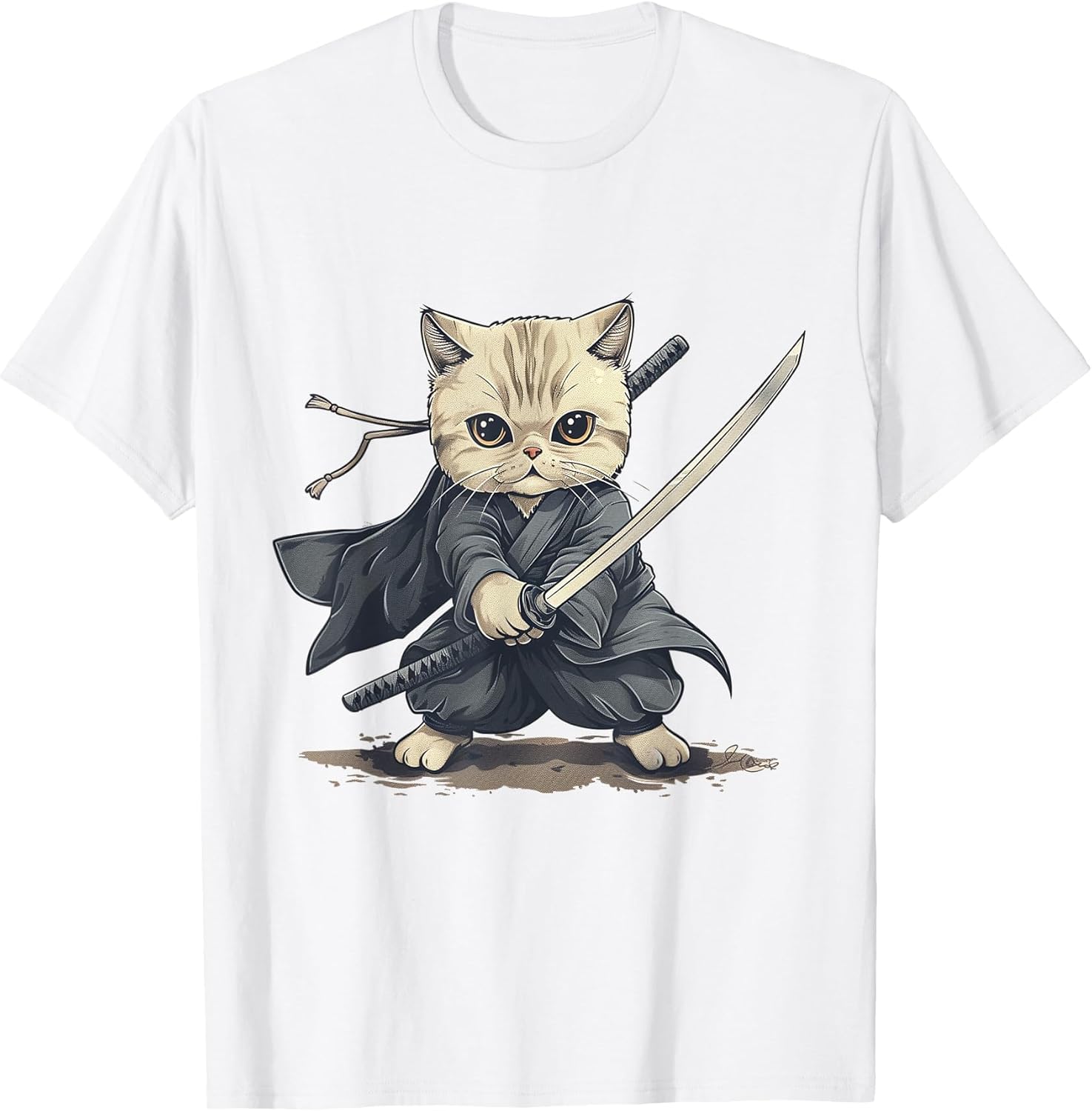 Japanese Art Cat Ninja Ukiyo-e Anime Style Samurai Cat