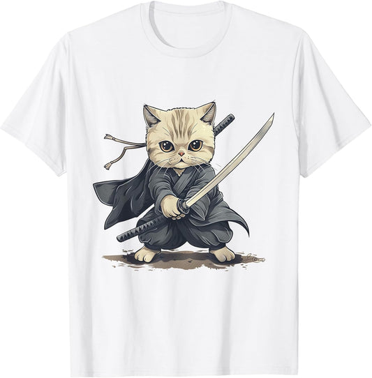 Japanese Art Cat Ninja Ukiyo-e Anime Style Samurai Cat