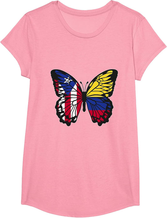 Puerto Rico & Colombia Mix Butterfly Half Boricua Colombian