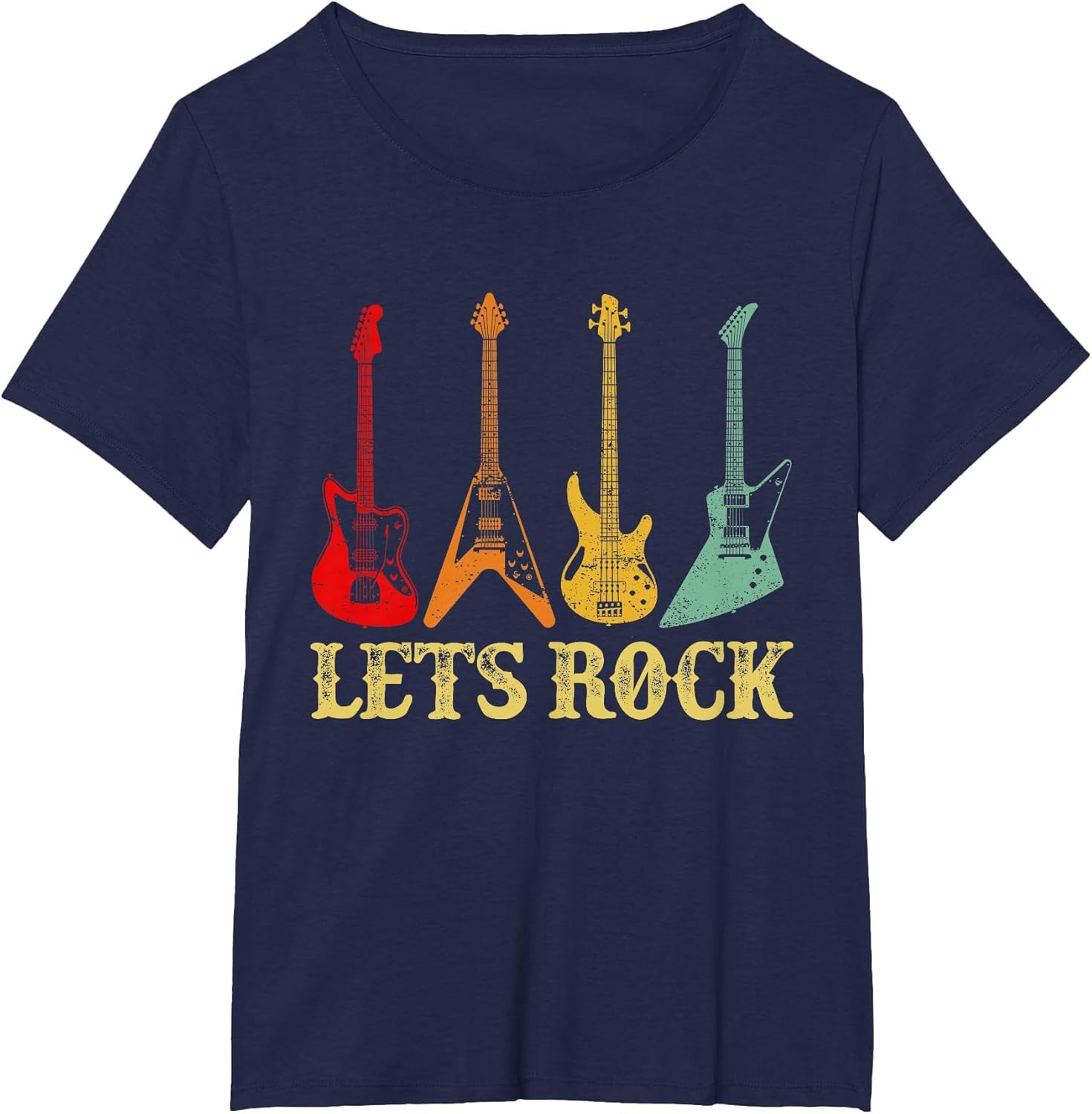 Vintage Retro Lets Rock Rock n Roll Guitar