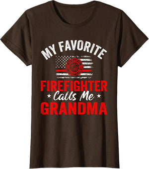 My Favorite Firefighter Calls Me Grandma American Flag