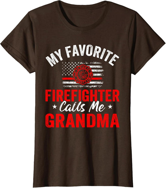 My Favorite Firefighter Calls Me Grandma American Flag