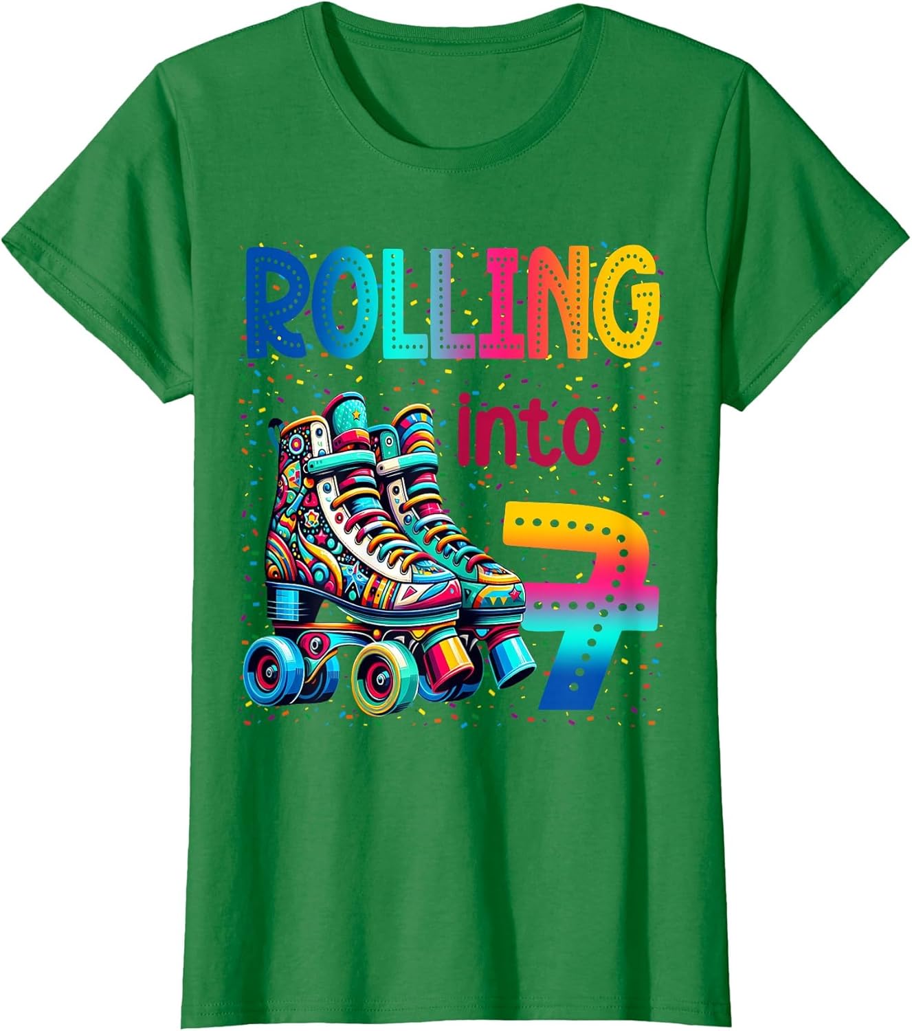 Rolling Into 7 Years Old Roller Skating 7th Birthday Kids