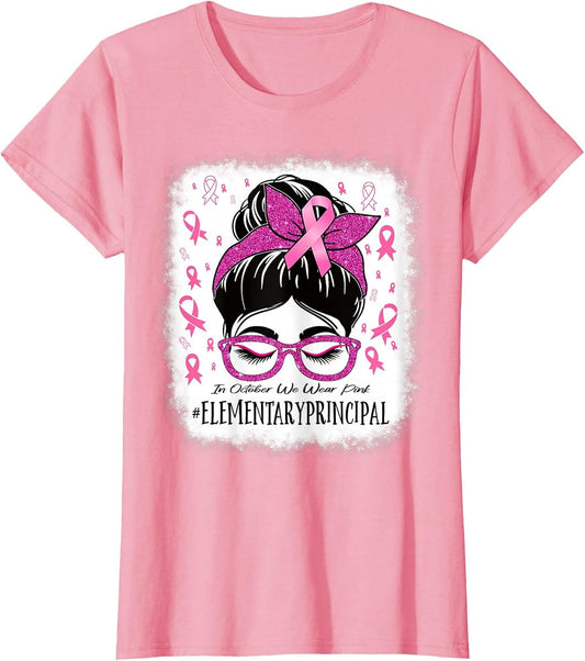 Elementary Principal in October We Wear Pink Breast Cancer