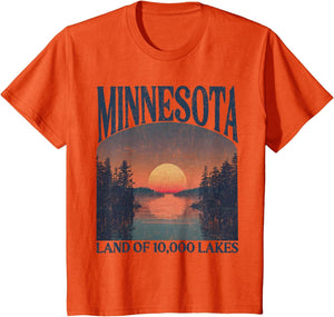 Minnesota Land of 10000 Lakes Sunset Nature Vintage Style