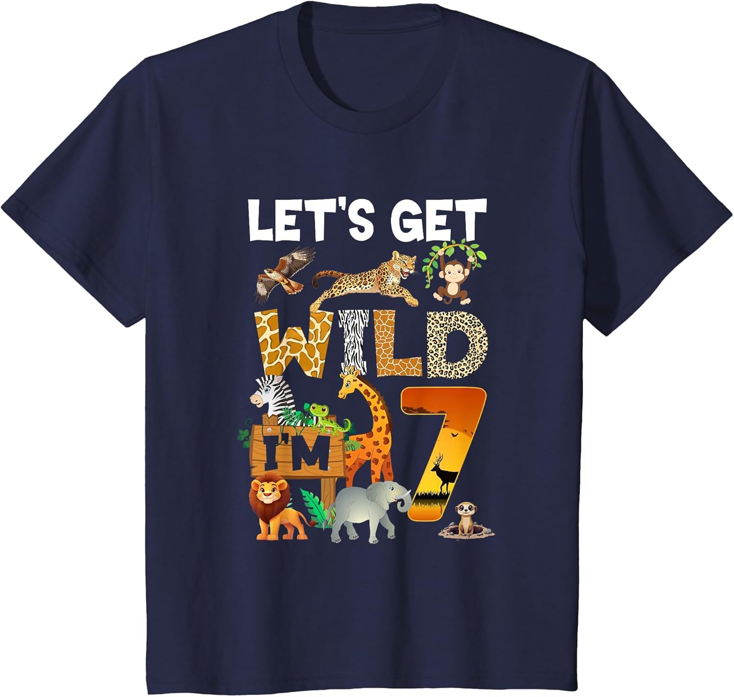 7 Year Old Zoo Birthday Safari Jungle Animal 7Th Bday