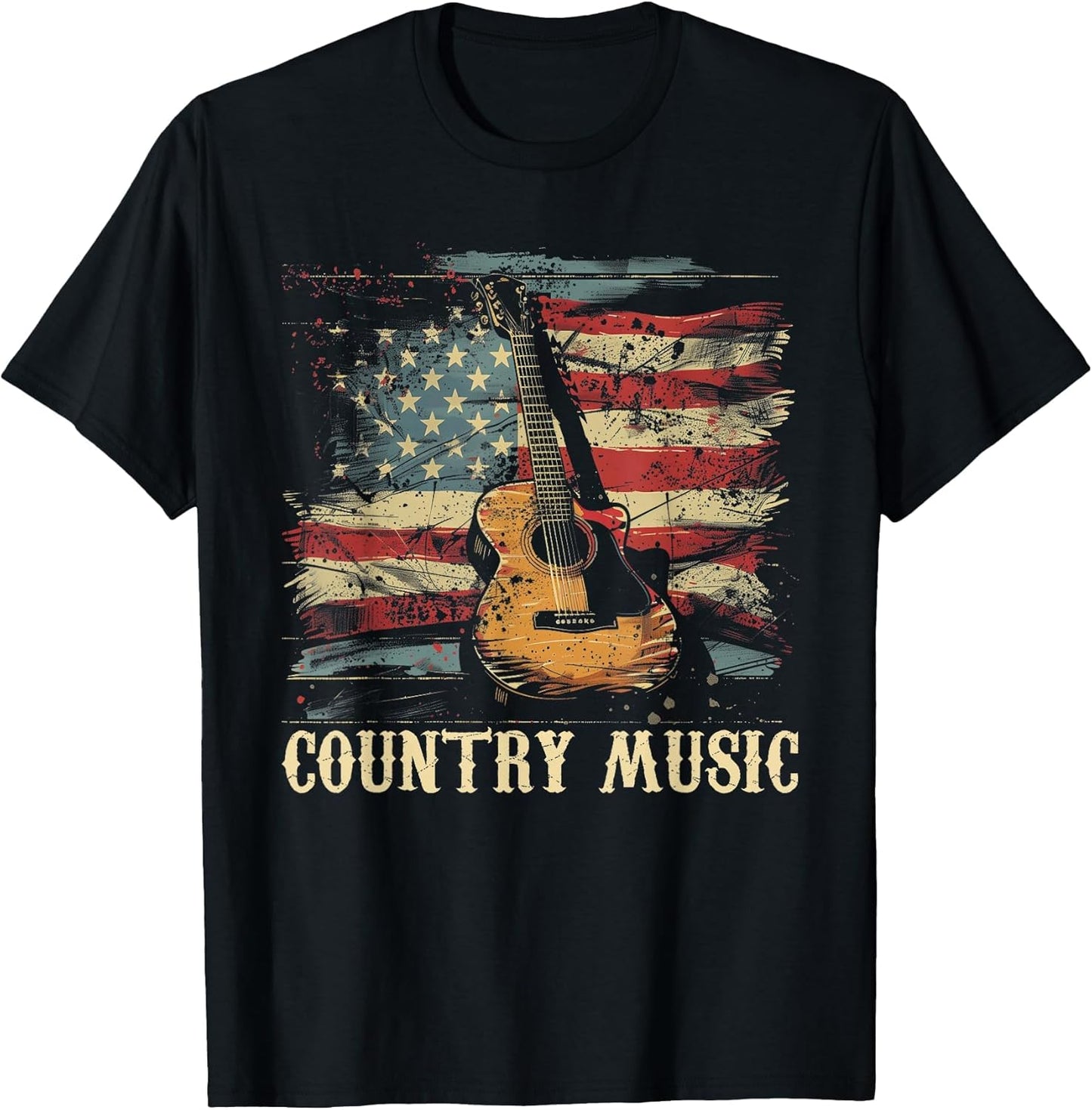 Country Music - Outlaw Western USA Patriotic Vintage Guitar