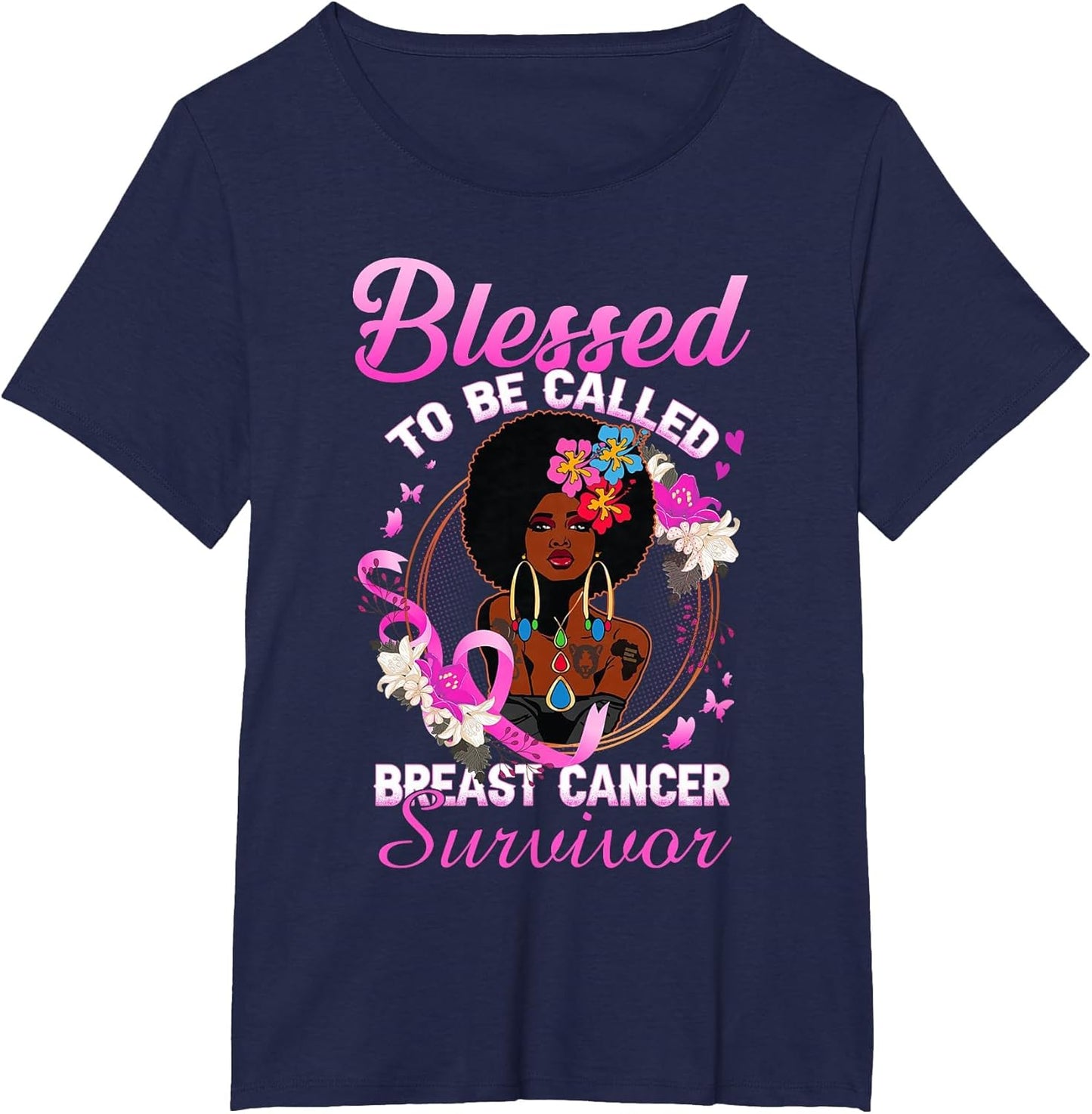 African American Breast Cancer Shirt Women Blessed Survivor