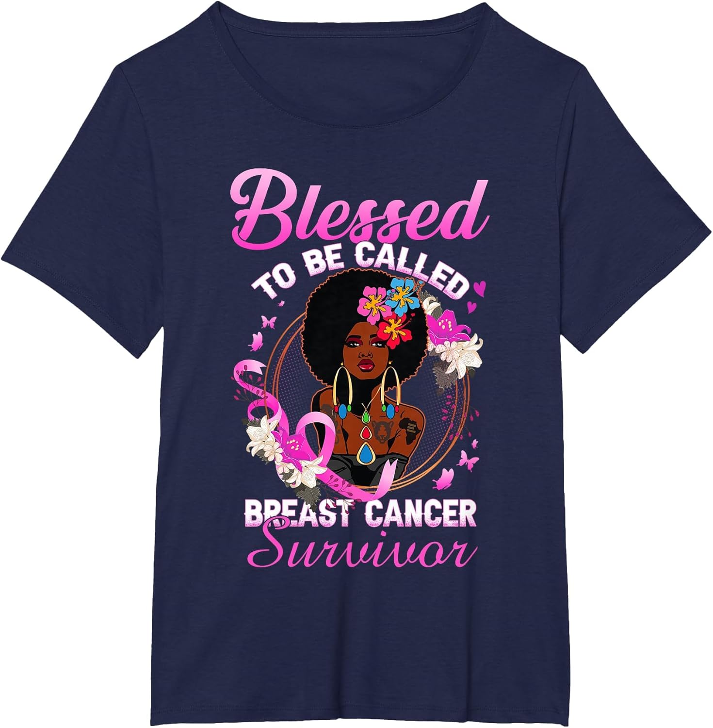 African American Breast Cancer Shirt Women Blessed Survivor