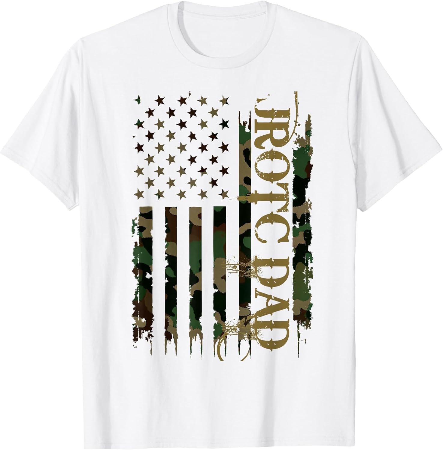 JROTC Dad United States Distressed Camo w US Flag
