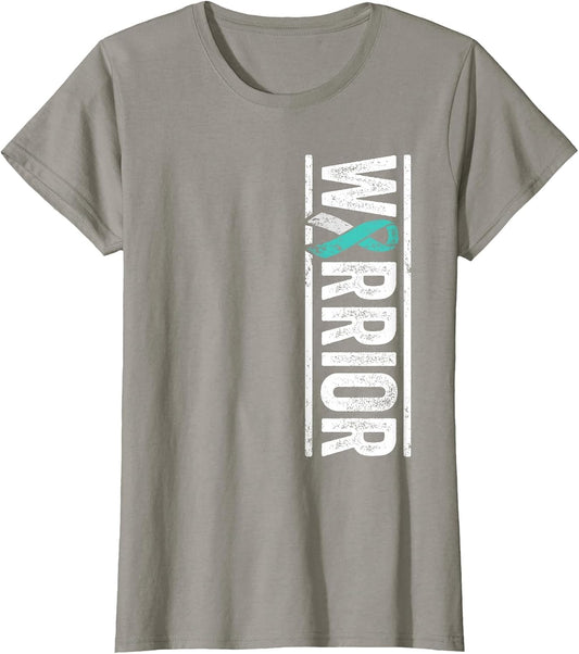 Cervical Cancer Warrior - Sideways Teal Awareness Ribbon