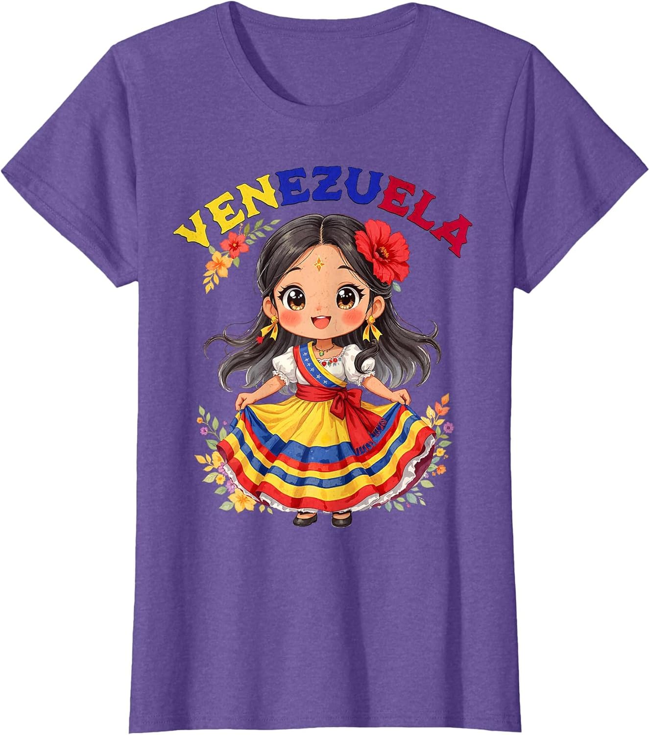 Cute Venezuela Girl Traditional Dress Colorful Art Kids