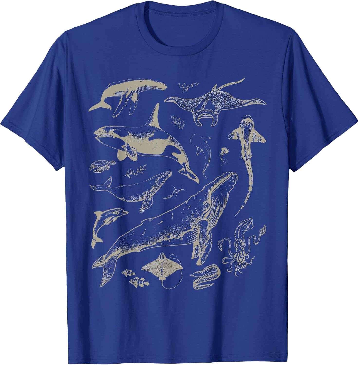 Retro Ocean Wildlife Shark Turtle Octopus Fish Animal Lover