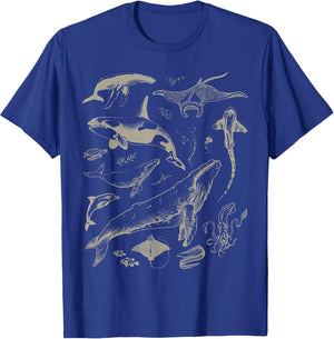 Retro Ocean Wildlife Shark Turtle Octopus Fish Animal Lover