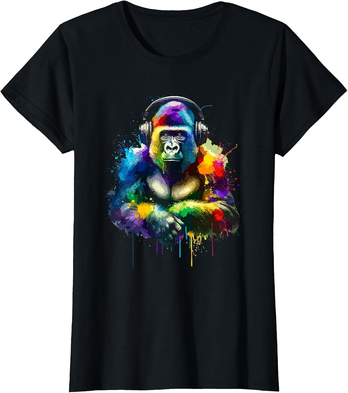 Colorful Splash Art Headphones Silverback Gorilla Gorillas
