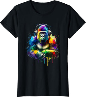 Colorful Splash Art Headphones Silverback Gorilla Gorillas
