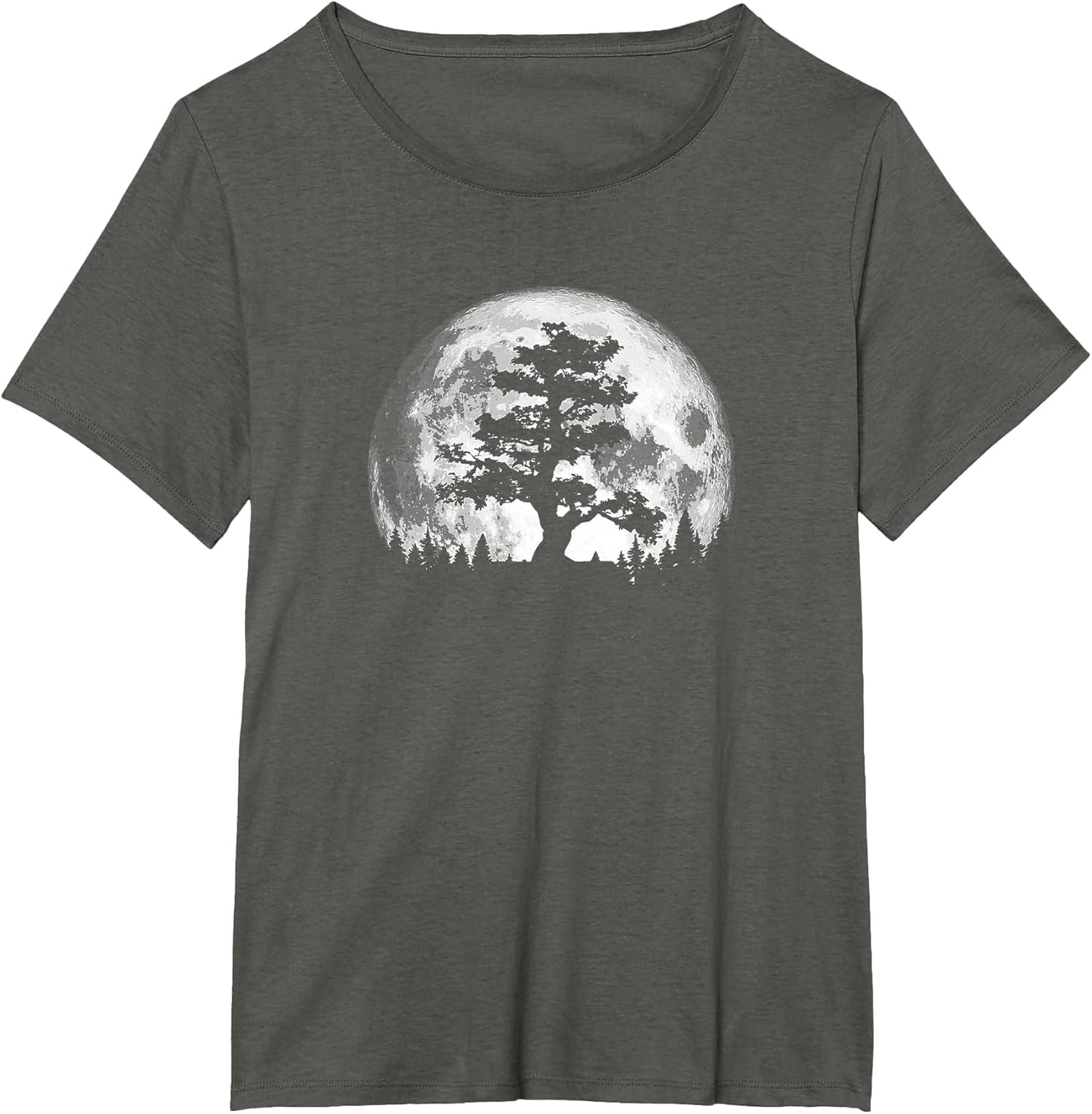 Retro Full Moon and Minimalist Pine Tree Vintage Graphic