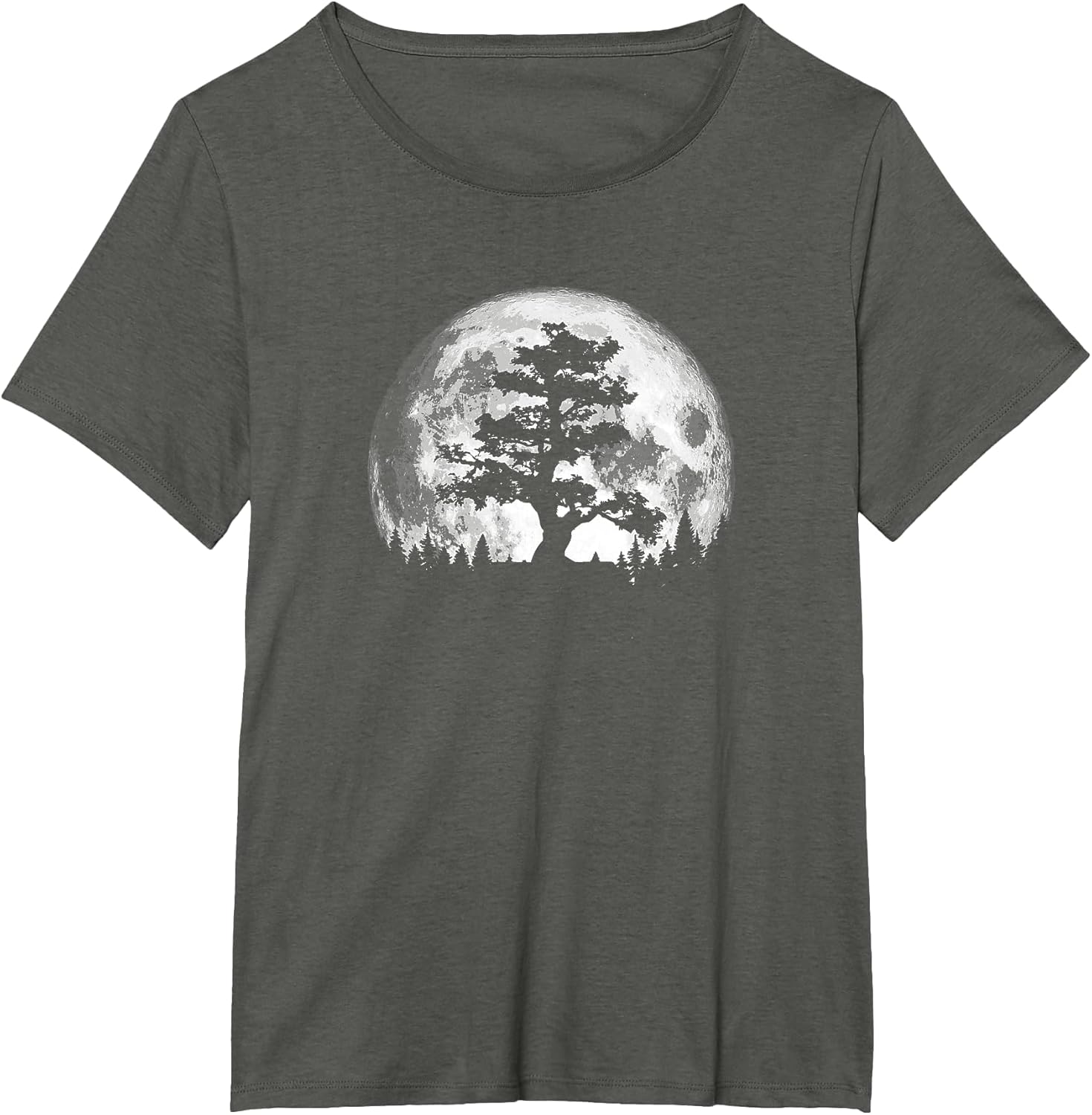 Retro Full Moon and Minimalist Pine Tree Vintage Graphic