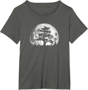 Retro Full Moon and Minimalist Pine Tree Vintage Graphic