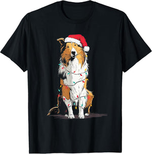 Funny Rough Collie Christmas Graphics Dog Lights Lover