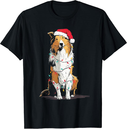 Funny Rough Collie Christmas Graphics Dog Lights Lover