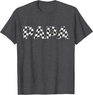 Checkered Race car Papa White Black Checkerboard Men Flag