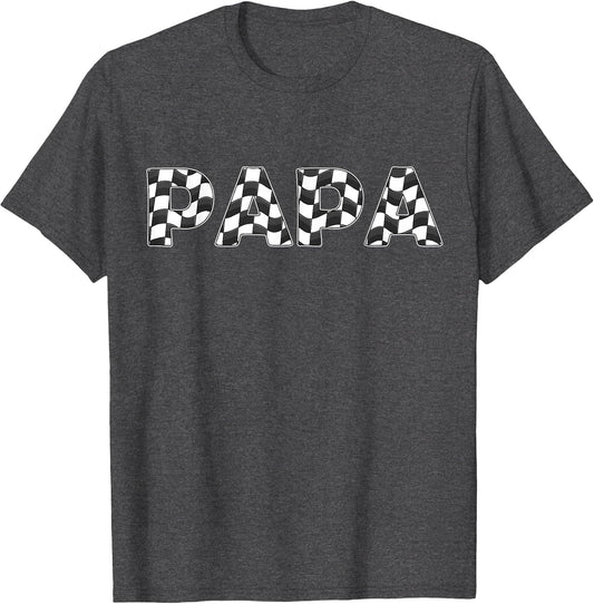 Checkered Race car Papa White Black Checkerboard Men Flag