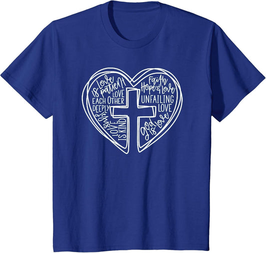 Easter Christian Heart Shirt Jesus is Love Word Heart Cross