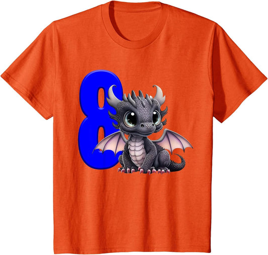 8th Birthday Shirt Dragon Party Birthday Boy Blue Eight 8