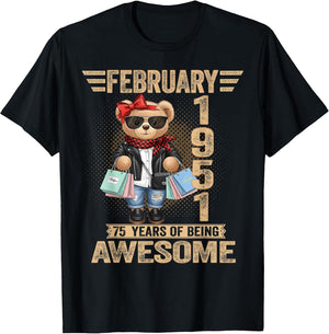 75 Year Old February 1951 Teddy Bear 75th Birthday Women